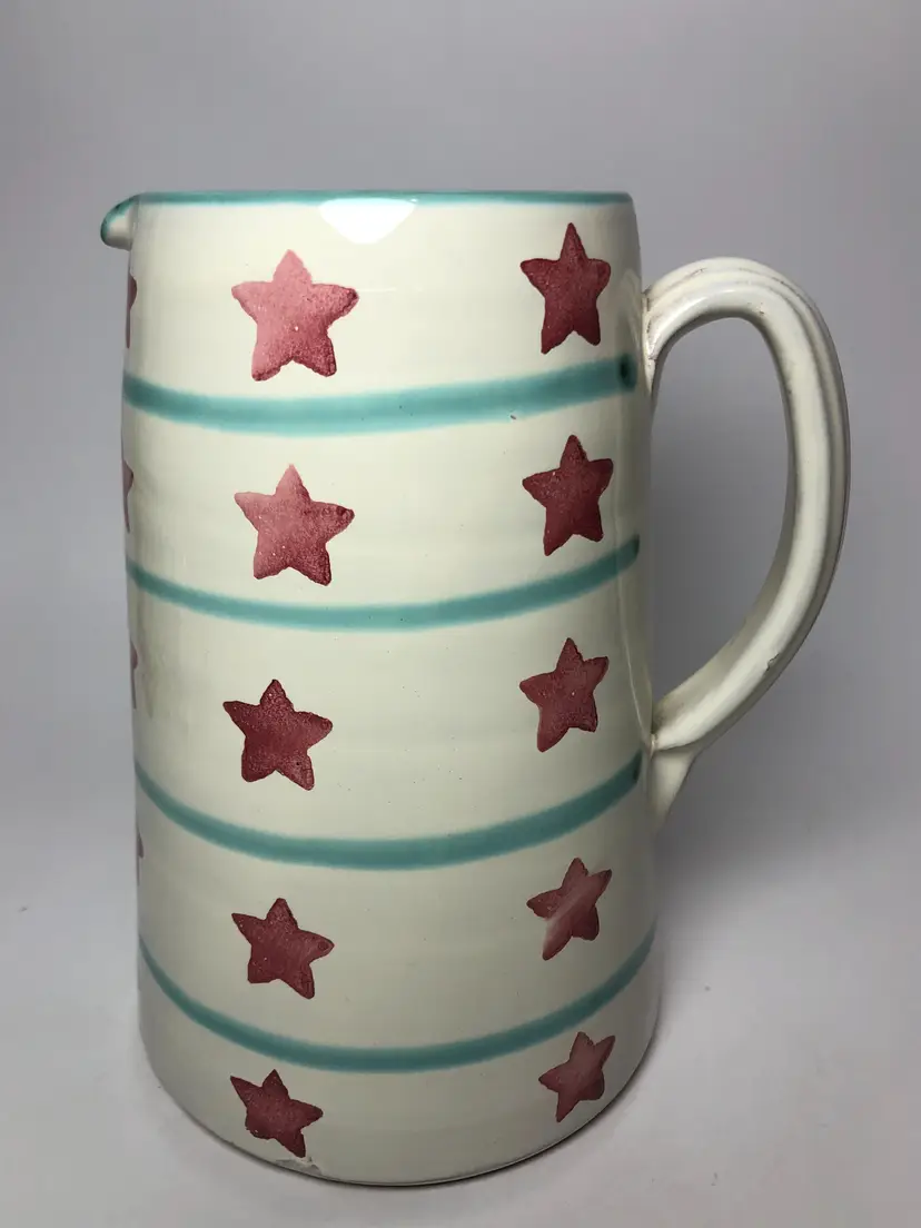 Vintage Ceramiche Nicola Fasano CNF Grottaglie Italy Stars Stripes Pottery Pitcher