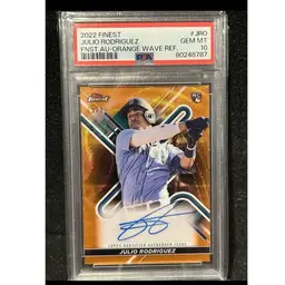 Julio Rodriguez 25/25 2022 Topps Finest Orange Wave Auto Rookie Card RC PSA 10