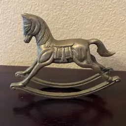 Vintage Solid Brass Unpolished Rocking Horse Figurine