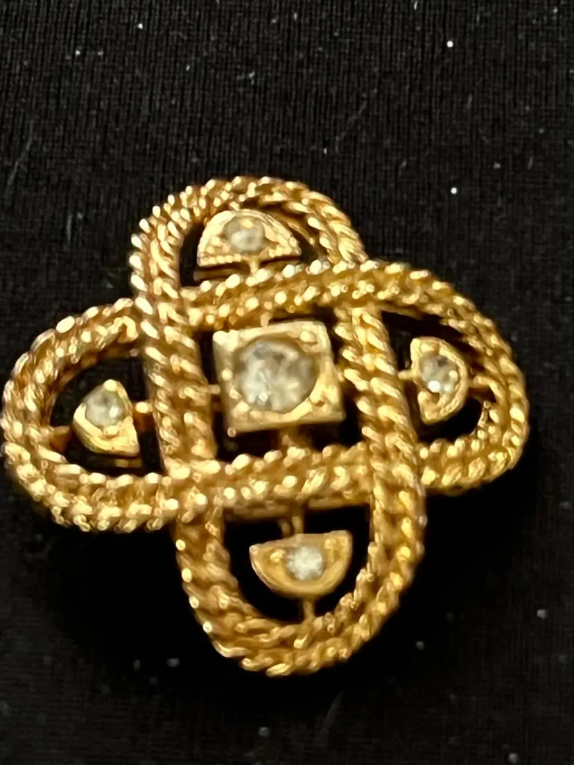 Gold Tone With Rhinestones Button