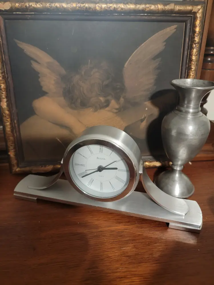 Belova Sedona Brushed Nickel Mantel Alarm Clock