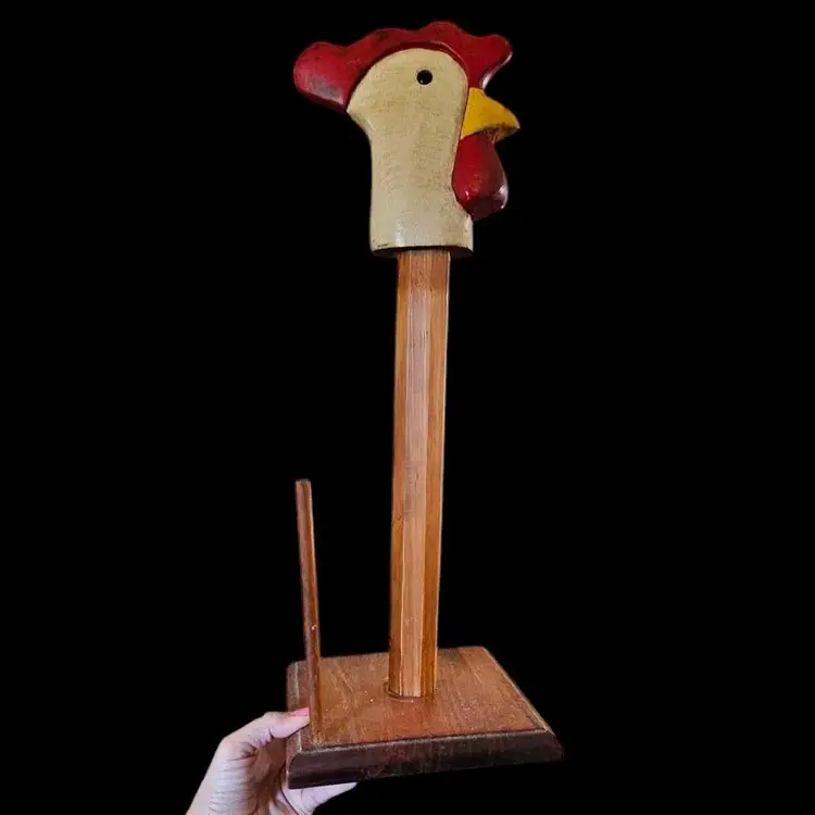 #01 - # 07. Vintage Hand-Crafted Chicken Paper Towel Holder