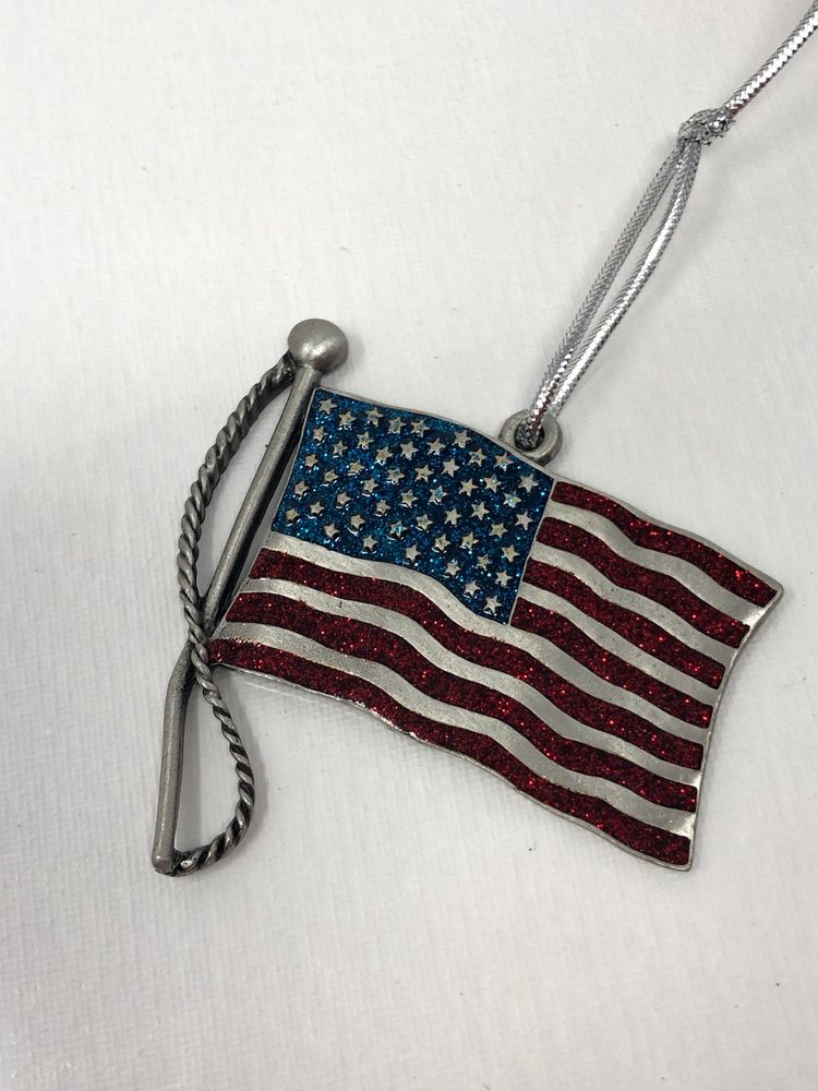 American Flag Pewter Ornament Gloria Duchin 2007