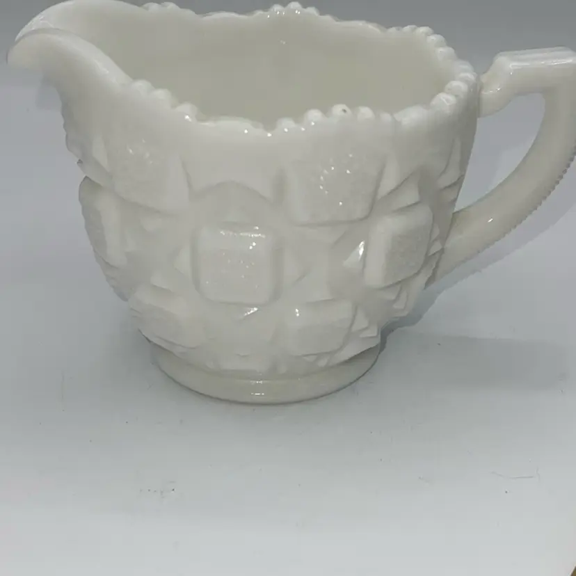 Westmoreland Glass OLD QUILT Milk White Creamer 3 1/2"