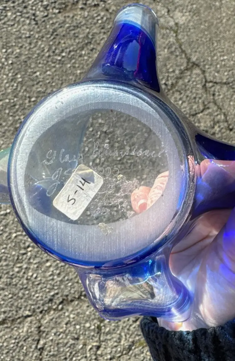 Glass Renaissance Cobalt Swirl Handkerchief Dish Signed By Artist