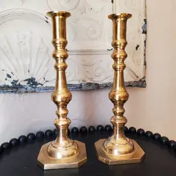 Set of Two Tall Brass Candlesticks