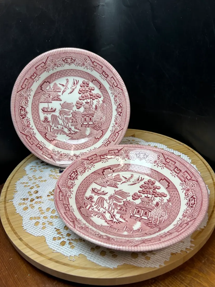 2 Churchill Willow Rosa Pink Bowls-2000s