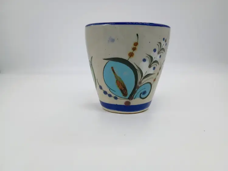 Tonala Signed Ken Edwards Pottery Bird Flower Mug Tea/Coffee Cup El Palomar Mexico