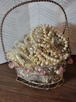 A pink heart basket of pearls!