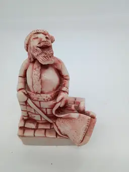 Vintage Georgia Marble Santa In The Chimney Carved Signed  R. Ruth Figurine LE #58/300