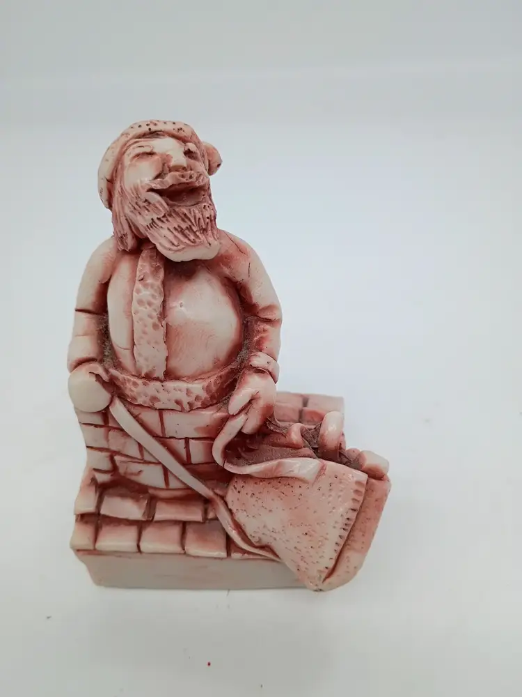 Vintage Georgia Marble Santa In The Chimney Carved Signed  R. Ruth Figurine LE #58/300