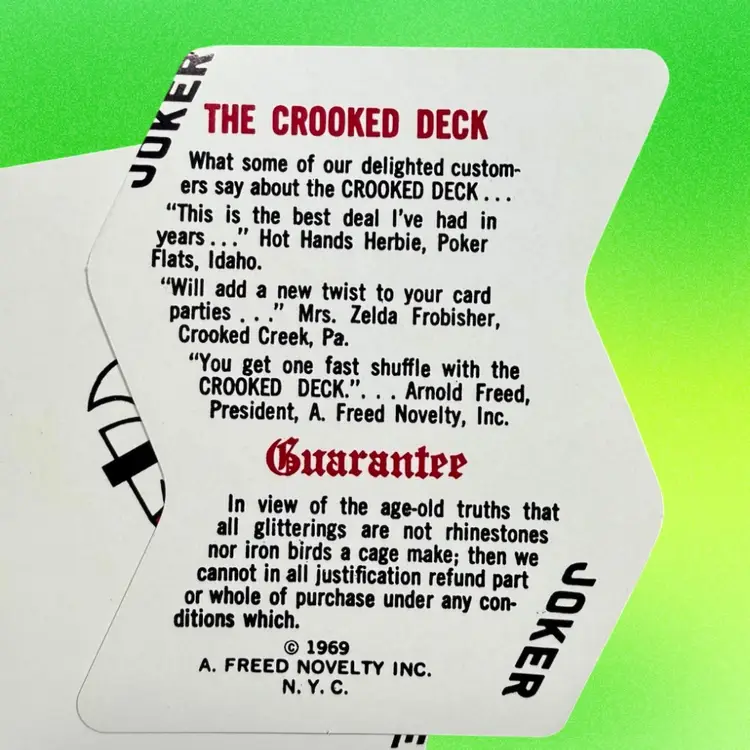1969 Freed Novelty Crooked Deck Playing Cards, FULL Deck With Box