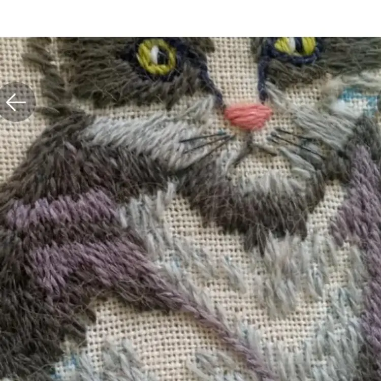 1974 Framed Three Kittens Beautiful Needlepoint Embroidery PC Great Estate Sale Find