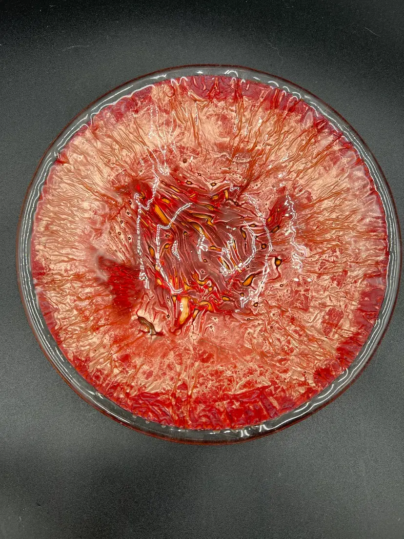 Molten Fused Glass Plate Catch all Or Trinket Dish 8.5”🔥