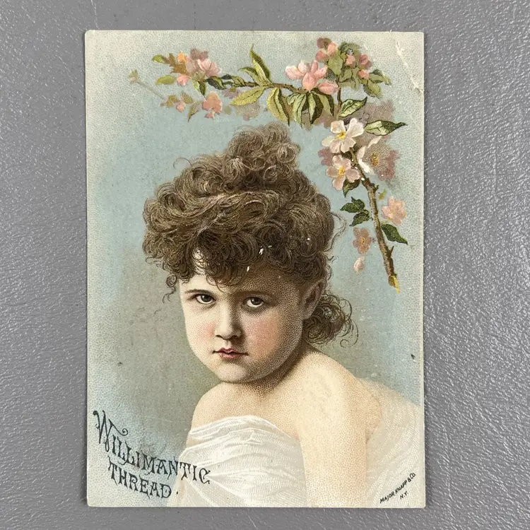 Willimantic Thread Victorian Trade Card Young Child Toddler Flowers