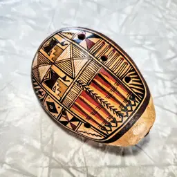 Peruvian Art Ocarina Whistle Hand Painted Clay Flute Musical Instrument