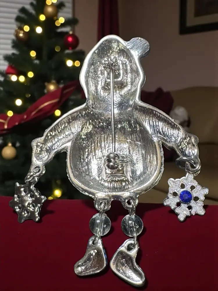 Sparkling Snowman Snowperson with Blue Clothes 2.5” x 1.75”