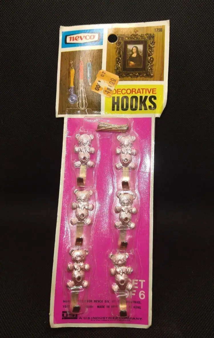 Nevco Decorative Hooks - Vintage Teddy Bears - NOS