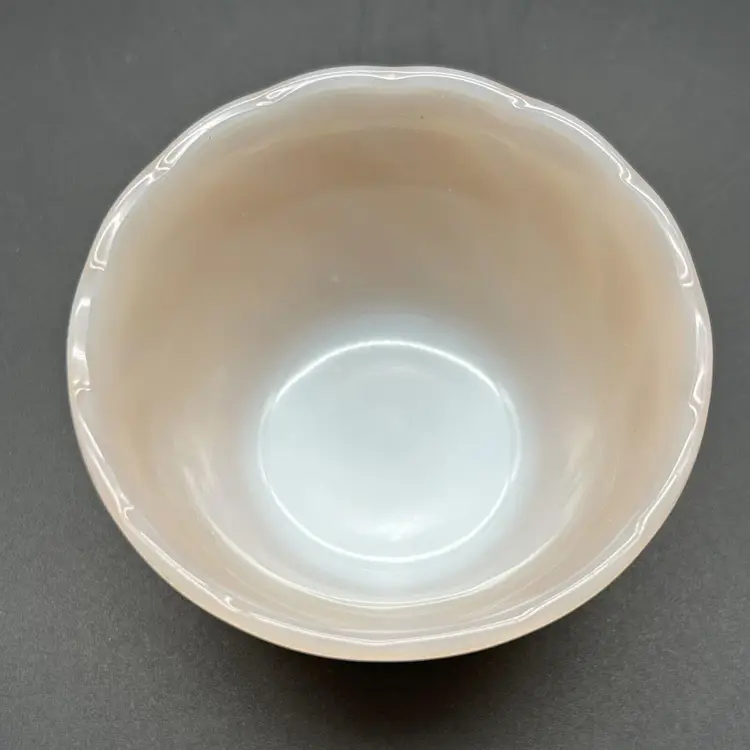 Vintage Fire King Peach Luster Small Bowl Dessert Custard Cups Scalloped Edge