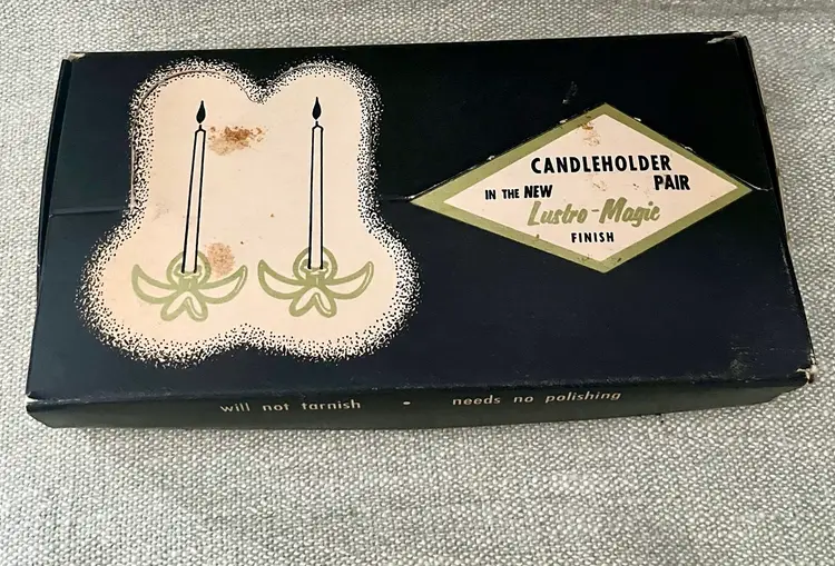 Vtg Metal Candlestick Holder Boho Double Gold Tone Floral Retro MCM Tapered USA