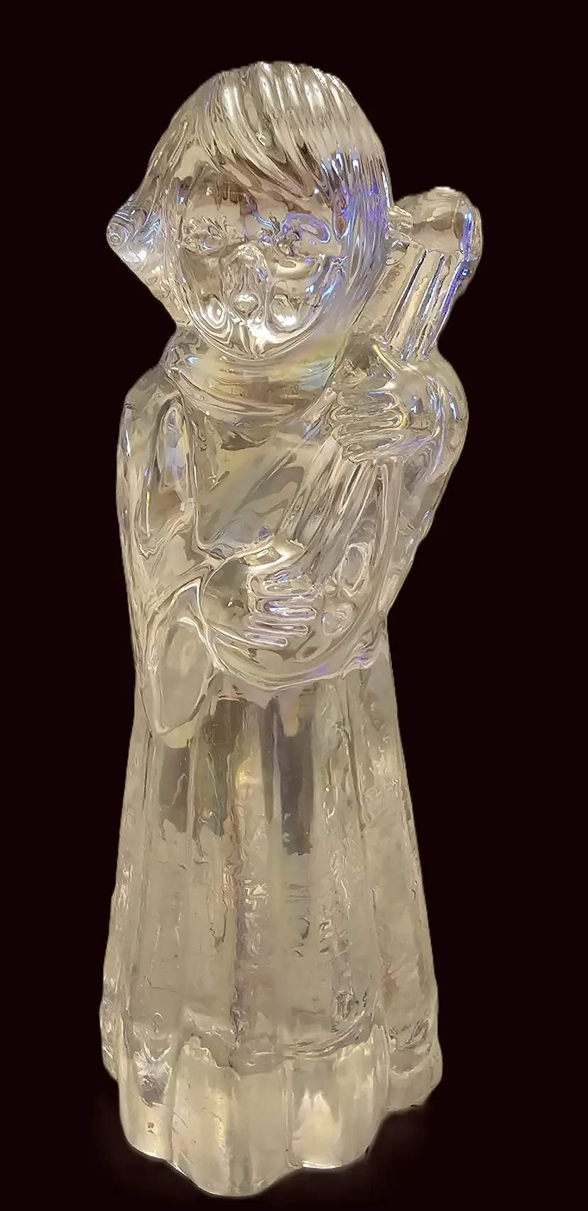 Silvestri iradescent crystal angel with harp vintage