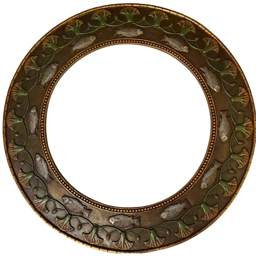 Veronese Fish Lily Pad Vintage Italy Round Photo 15” Frame 2003 -As Is