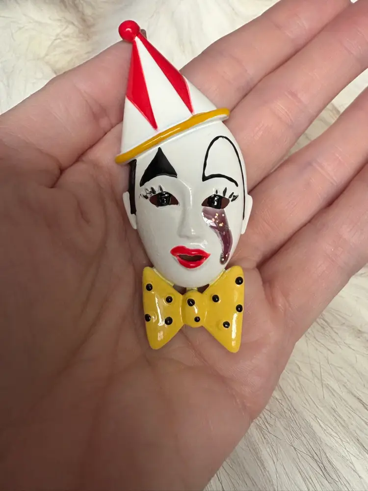 Vintage Metal Clown Brooch