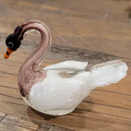 Fitz And Floyd Hand Blown Art Glass Swan Figurine