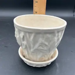 Vintage planter - McCoy attached tray white planter