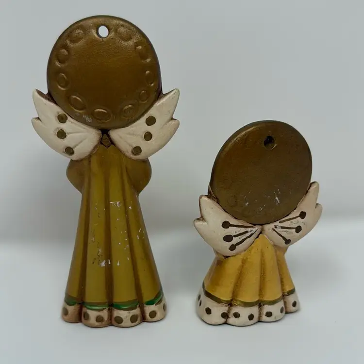 Set of 2 Vintage Gold Holiday Angels