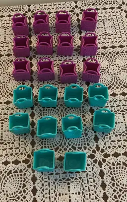 Shopkins 22 Shopping Bags 12 Purple 10 Teal Green Rubber Empty Grocery Baskets