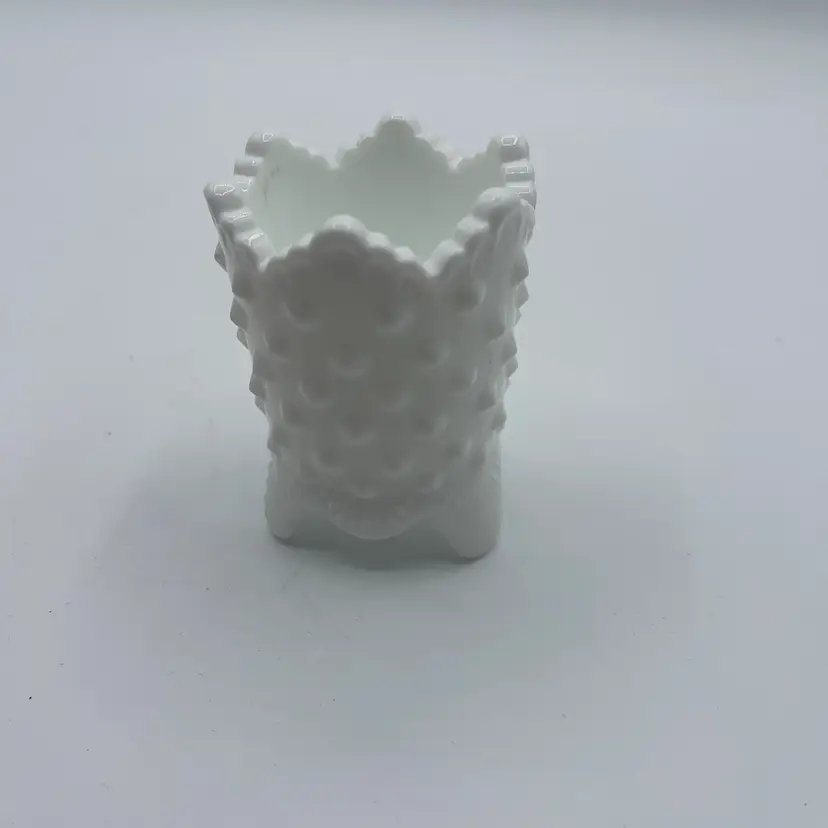 Fenton Milk Glass Hobnail 3-Toed Toothpick Holder 3”