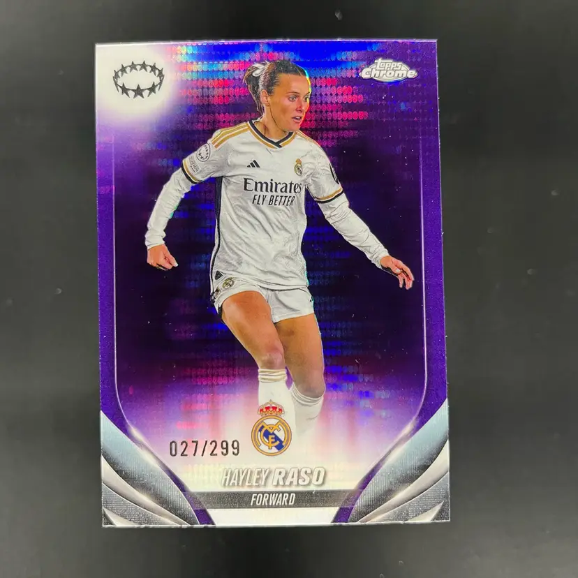 Hayley Raso 2023/24 Topps Chrome UWCL Purple /299 Soccer Card CD10