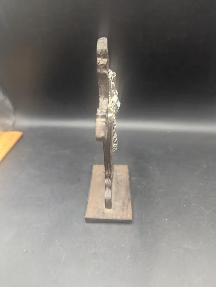 Vintage Cast Iron Double Sided Self Standing Rustic Cross 6.5 Inches Tall.