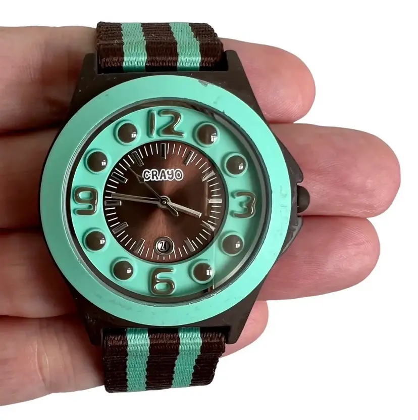 Crayo Watch Women Mint Green & Chocolate Brown Carnival cr0702 New Battery #WW-3
