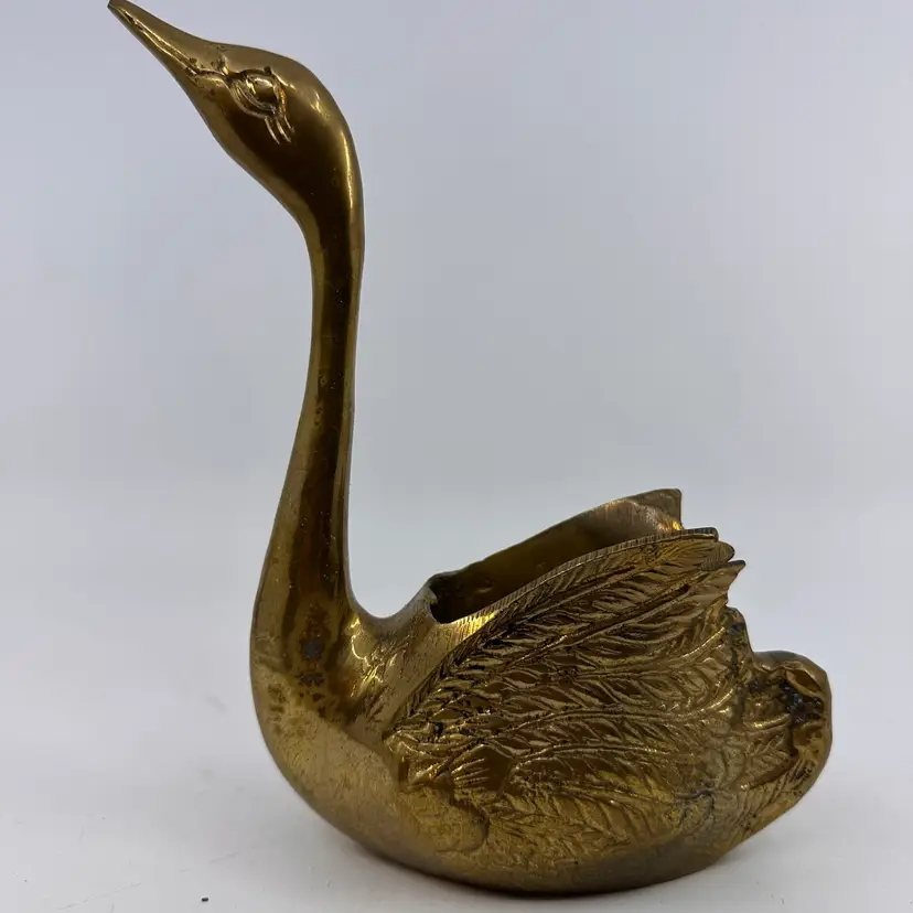 Brass Swan Planter 7”