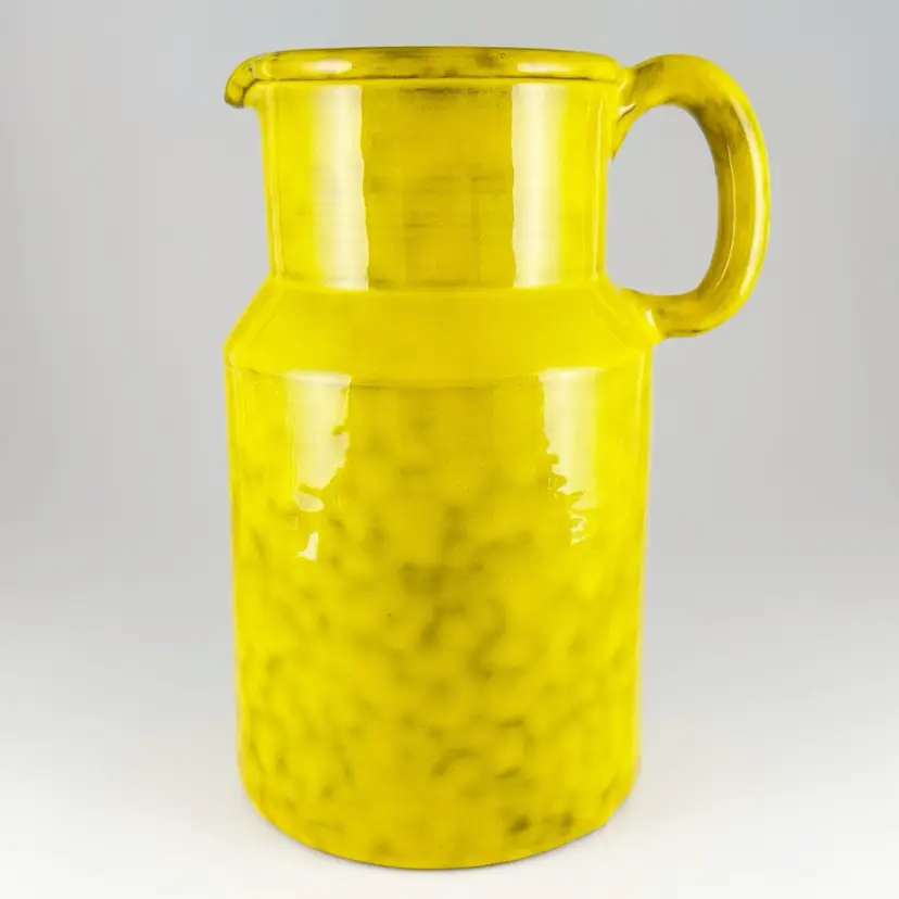 PV Peasant Village Italian Pottery, Yellow Farmhouse Pitcher or Jug, Vintage 1960s Made in Italy