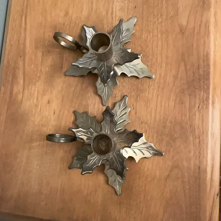 Pair Of Poinsettia Chambersticks