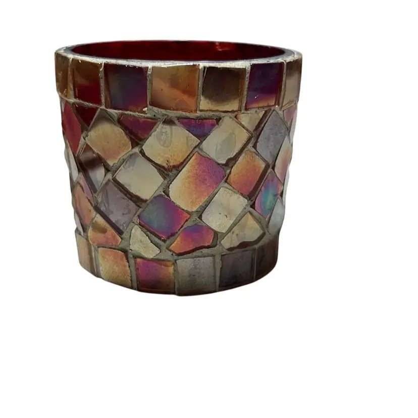 Vintage Illumination Red Mosaic Tile Votive Holder