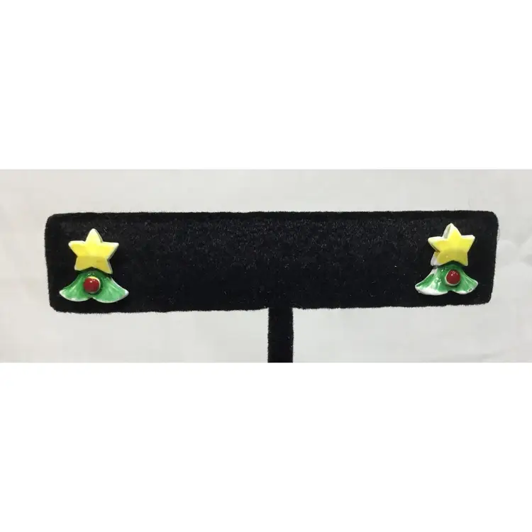 Earrings, Christmas tree, convertible, Dale brand, metal with enamelling