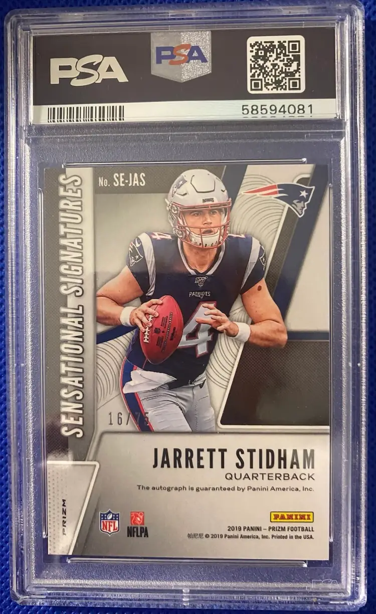 Jarrett Stidham 2019 Panini Prizm Green Scope Sensational Signatures PSA 10
