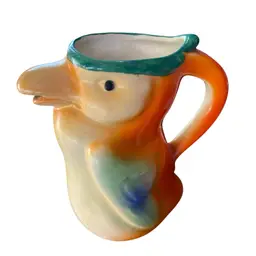 vintage Czechoslovakian Art Deco parrot creamer or pitcher, often dated to the 1930s or 1940s