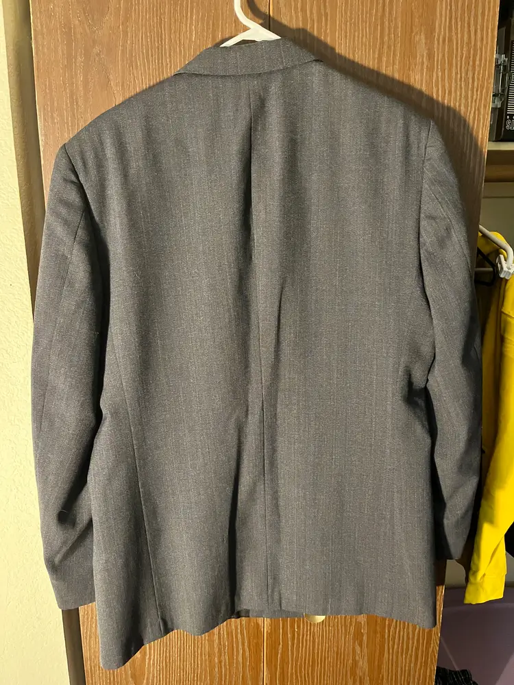 PIERRE CARDIN Mens 44L Gray Wool Double Breasted Blazer Sport Coat 32L 18Sh