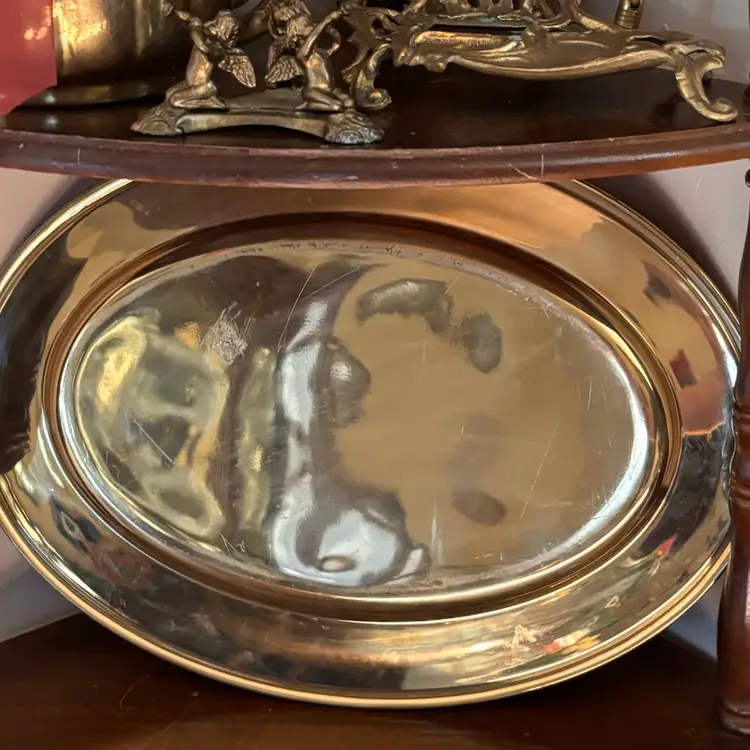 Vintage Solid Brass Oval Tray