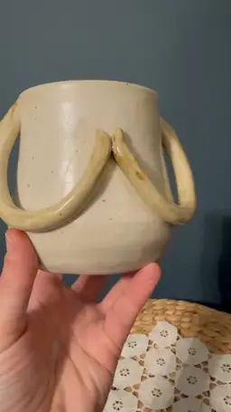 Handmade Studio Pottery Vase w/ Sculptural Loop Handles – Signed 5/ 23 Artisan