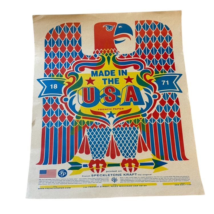 Made In The USA Eagle French Speckletone Kraft Poster 19”x24” Charles S. Anderson
