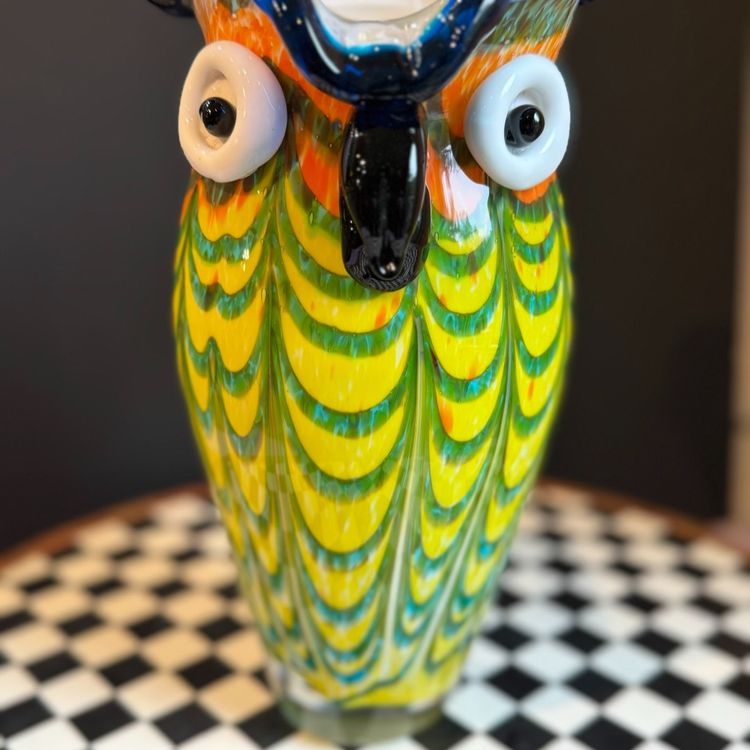 Vintage Art Glass Owl Pitcher