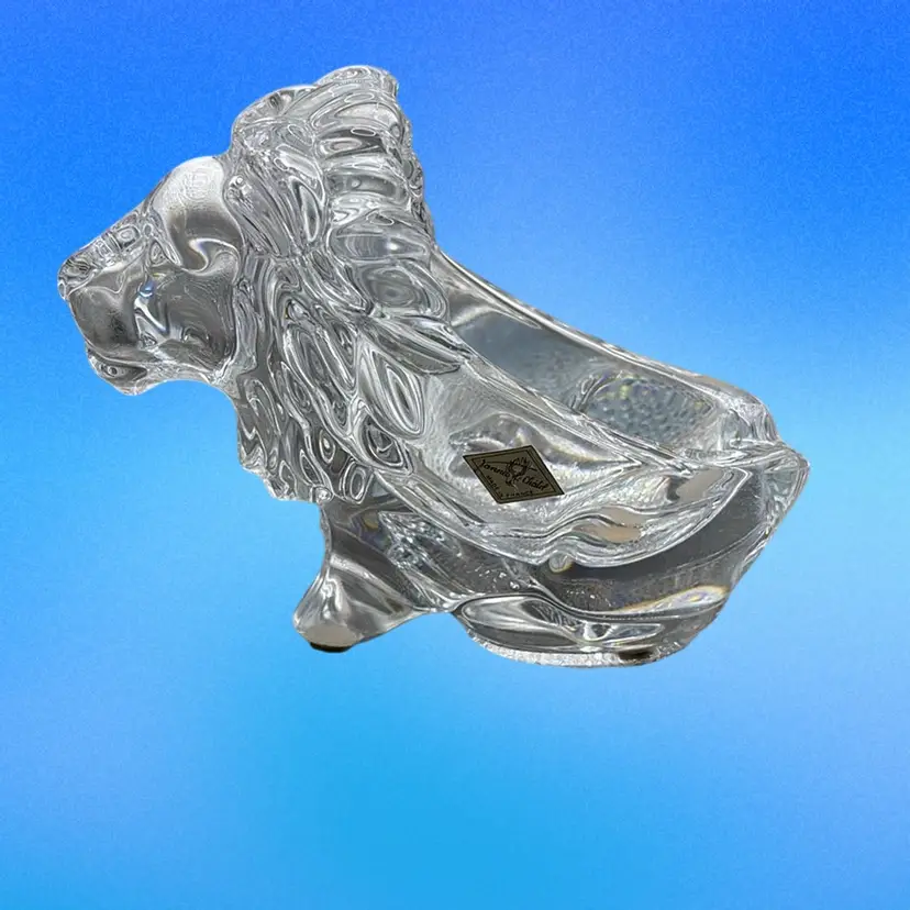 Art Vannes France Crystal Lion Pipe Holder 7” X 4 1/3” X  3”