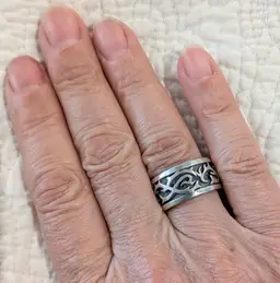 Vintage Celtic Heavy Weight Sterling Silver Band Ring, Size 7.5