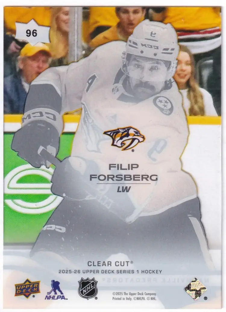 2025-26 Upper Deck Clear Cut Parallel #96 Filip Forsberg Nashville Predators Hockey Card